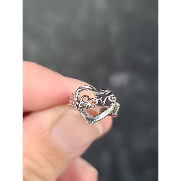 925 Sterling Silver Love Heart Shaped Toe Ring, Size US 1.5 Vintage - Picture 1 of 10